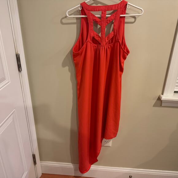Mossimo Strappy Back Asymmetrical Orange Shift Tank Dress Size Medium - Picture 5 of 8